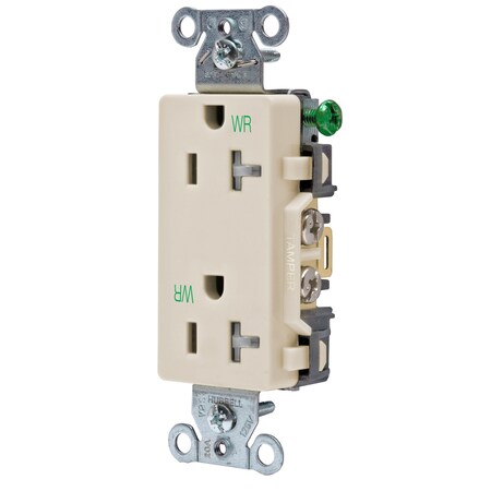 Hubbell Wiring Device-Kellems Straight Blade Receptacle, 5-20R, 20 A, 125V AC, 2 Pole, 3 Wire, Flush Mount, Grounded DR20LAWRTR